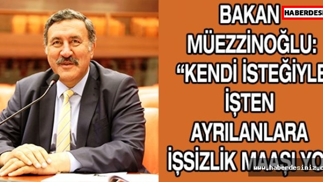 Bakan Müezzinoğlu: “Kendi isteğiyle işten ayrılanlara işsizlik maaşı yok