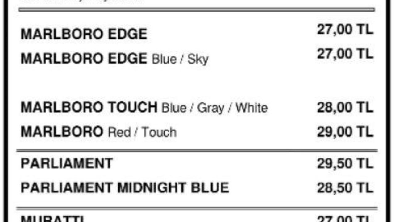GÜNCEL SİGARA FİYAT LİSTESİ