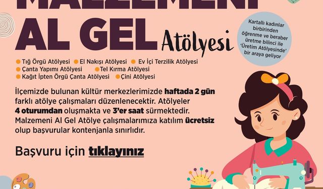 Malzemesini alan atölyeye koşuyor