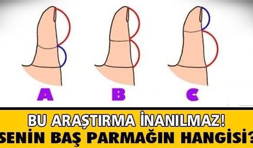 SENİN BAŞ PARMAĞIN HANGİSİ? DEVAM ETMEK İÇİN ILERLEYINIZ.. Ellerimiz iletişimimize en çok destek olan organlarımız arasında. Özellikle sağır ve dilsizler için konuşmak adına hayati önem taşıyan eller, kendimizi ifade etmemizin en önemli yolları arasında? Peki ya bazı uzantılarımız iletişimden fazlasını anlatıyorsa? Misal baş parmaklarımız… Baş parmaklarınıza dikkatlice bakın sizi ele veriyor olabilirler.