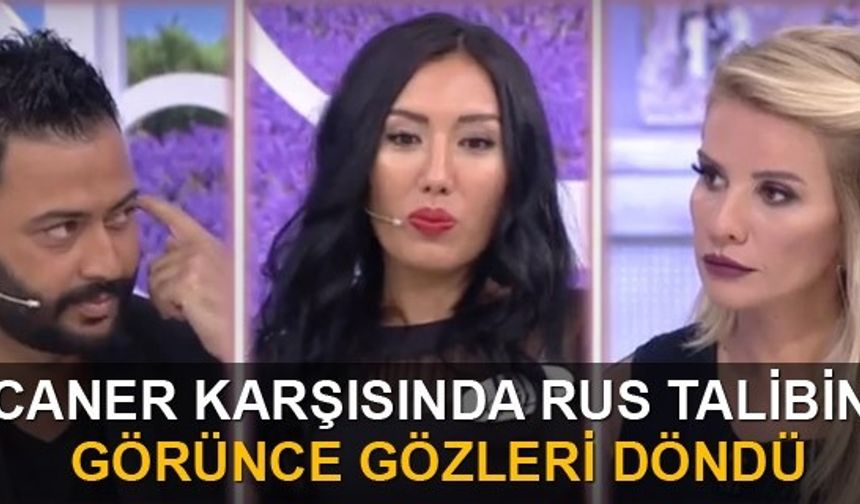 Paravan açılınca Rus talibini karşısında gören Caner, &quot;Senin için mankenliği bile bırakırım&quot; jestiyle iyice mest oldu.
