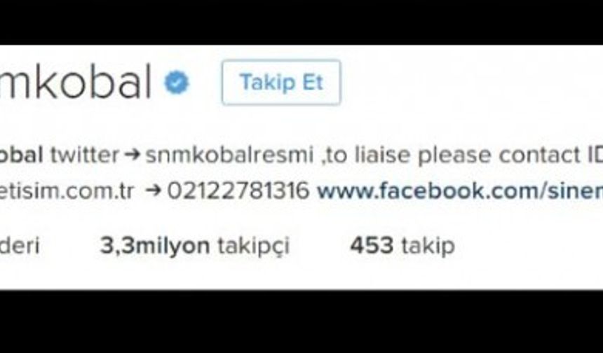 Kobal sosyal medya hesabında evlilik soyadını kullanmıyor.
