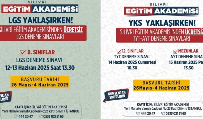 Silivri Belediyesi'nden YKS ve LGS deneme fırsatı
