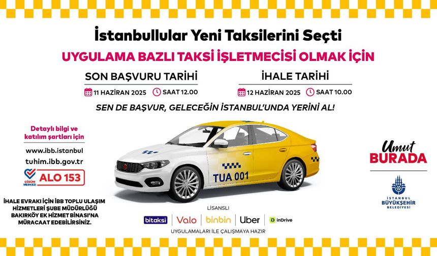 İBB'den 150 yeni taksi plakası için ihale