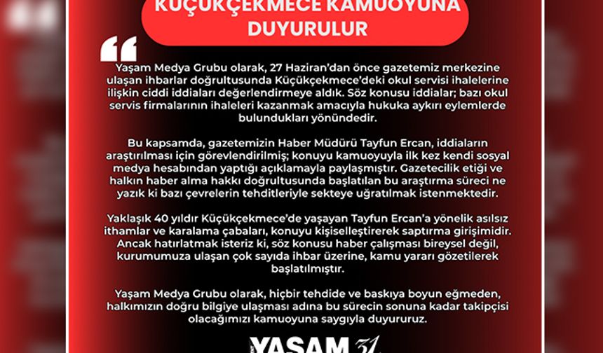 KÜÇÜKÇEKMECE KAMUOYUNA DUYURULUR