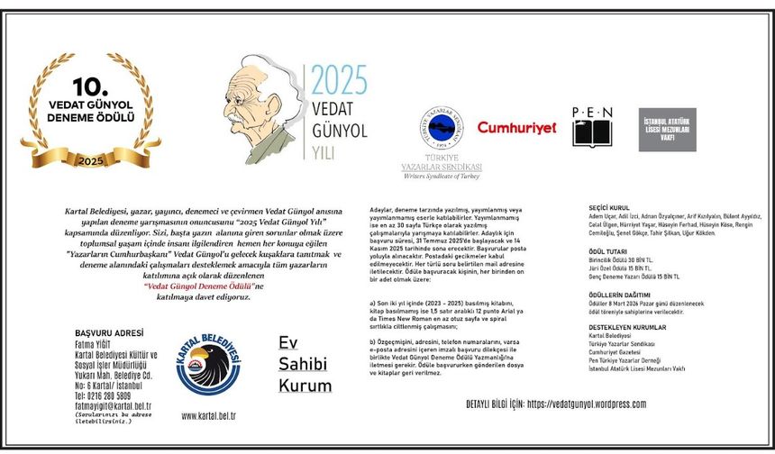 “2025 Vedat Günyol Yılı”nda Kalemler Özgürlük İçin Buluşuyor: Deneme Yarışması’nın 10’uncusu Başlıyor